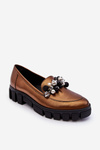 Жіночі лофери на платформі Laura Messi 2392 Dark Gold