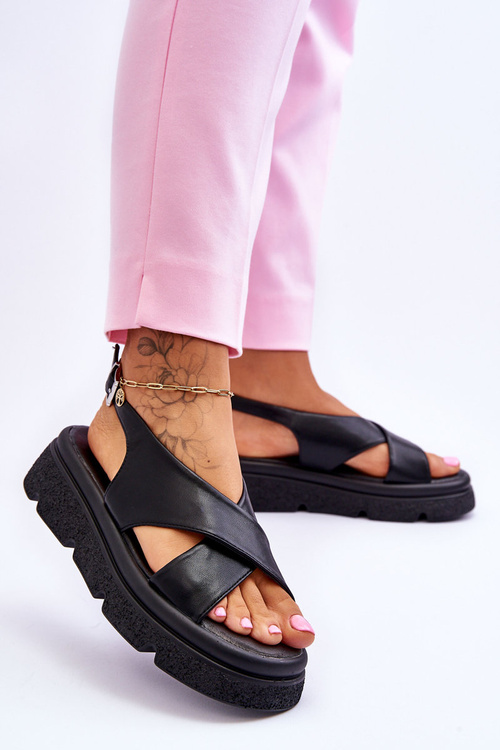 Модні босоніжки на платформі чорні Честер