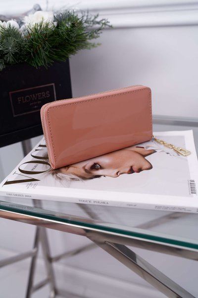 Жіночий гаманець великий, рожеве золото, декоративна блискавка.
