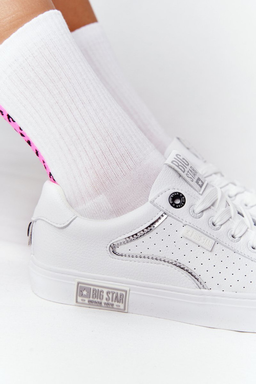 Жіночі шкіряні кросівки BIG STAR HH274075 біло-сріблясті