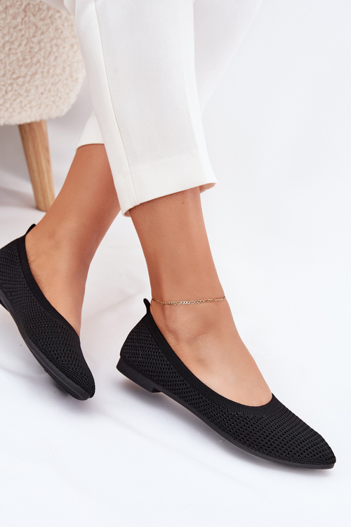 Сітчасті Тканинні Балетні Туфлі Жіночі Чорні Sarina