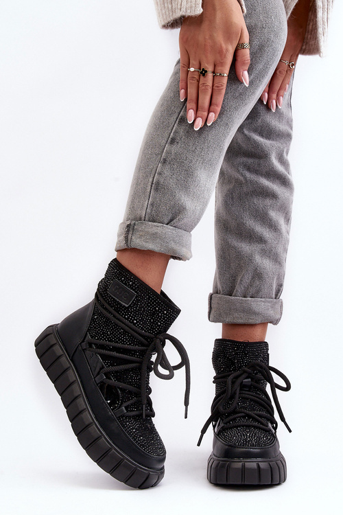 Декоровані хутряні зимові черевики GOE MM2N4080 чорні