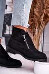 Жіночі чоботи на блискавці замшеві чорні Juno
