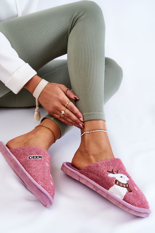 Жіночі різдвяні тапочки з оленями фіолетового кольору Millio