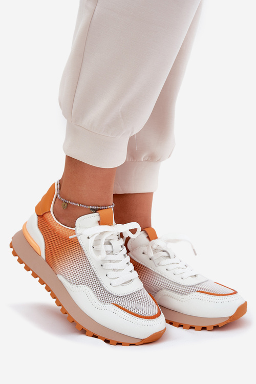 Шкіряне Спортивне Взуття З Сіткою Жіноче Vinceza 66775 Помаранчеві