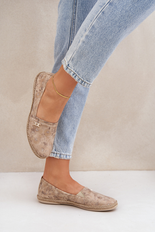 Елегантні Замшеві Еспадрілі З Квітами Жіночі Бежеві Зазу 10177