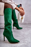 Замшеві чоботи на високих підборах Green Carite