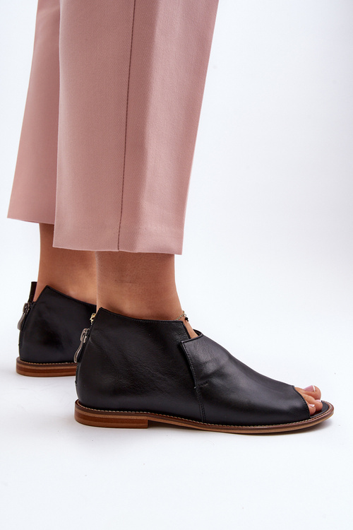 Жіночі шкіряні босоніжки Laura Messi 2443 Чорні