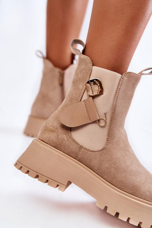 Замшеві теплі черевики Робочі темно-бежеві Magnis