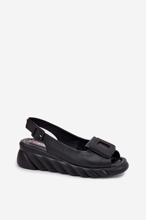 Жіночі шкіряні сандалі на підборах з декором Artiker Чорні 56C2156