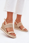 Жіночі Сандалі З Перфорацією На Каблуку З Плетінням Бежеві Золіра