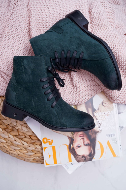 Жіночі ботфорти на плоскій підошві Workers Green Teref