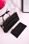 Великий жіночий гаманець з додатковим гаманцем і бахромою чорного кольору