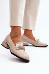 Жіночі лаковані туфлі на низькому каблуці бежеві Marilni
