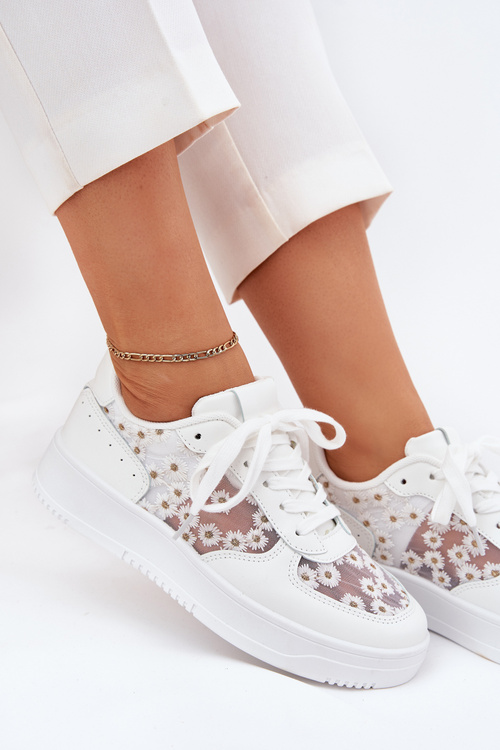 Сітчасті Жіночі Кросівки Ромашки Білі Jenithra