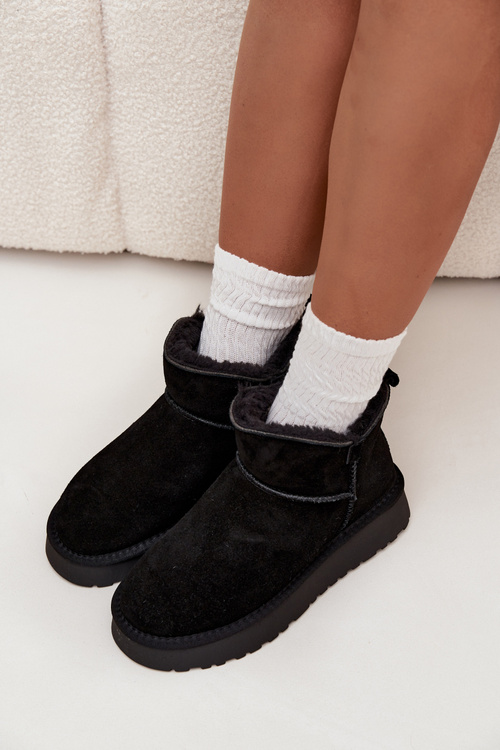 Снігоступи з натуральної замші з хутром Vinceza 97961 Чорні