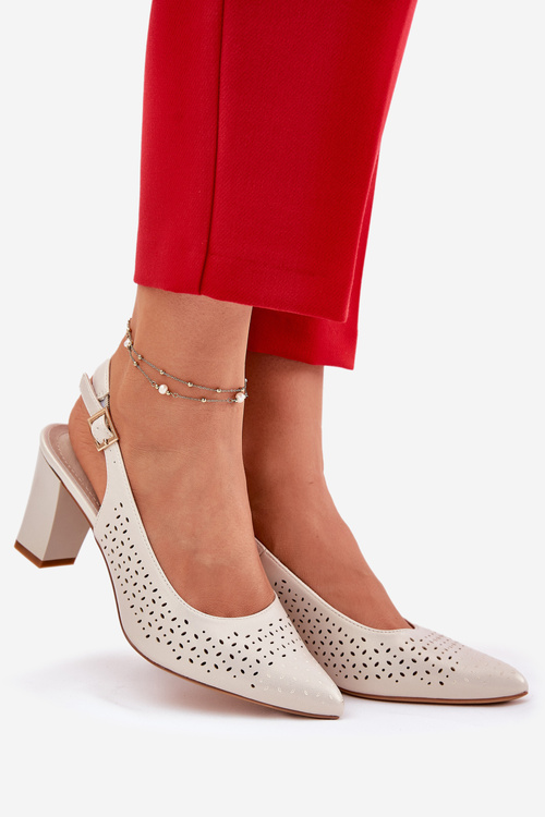 Перфоровані Сандалі З Загостреними Носками На Каблуку Sergio Leone SK163 Перлові