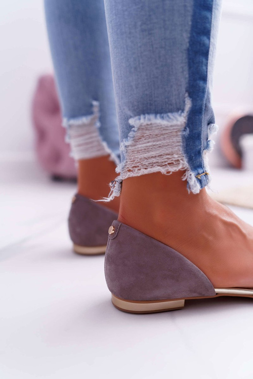 Жіночі балетки Laura Messi 1110 Шкіряні темно-сірі Augure