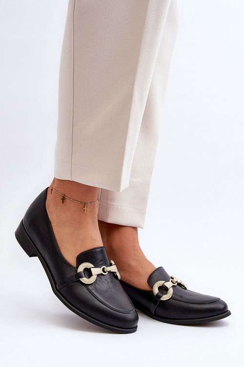 Zazoo 2880 Жіночі шкіряні мокасини з декором чорного кольору