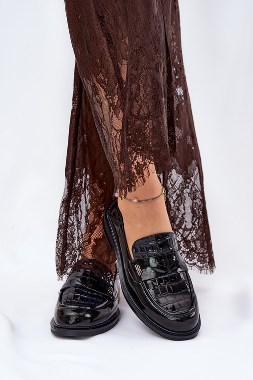 Лаковані Шкіряні Мокасини Жіночі Vinceza 91125 Чорні