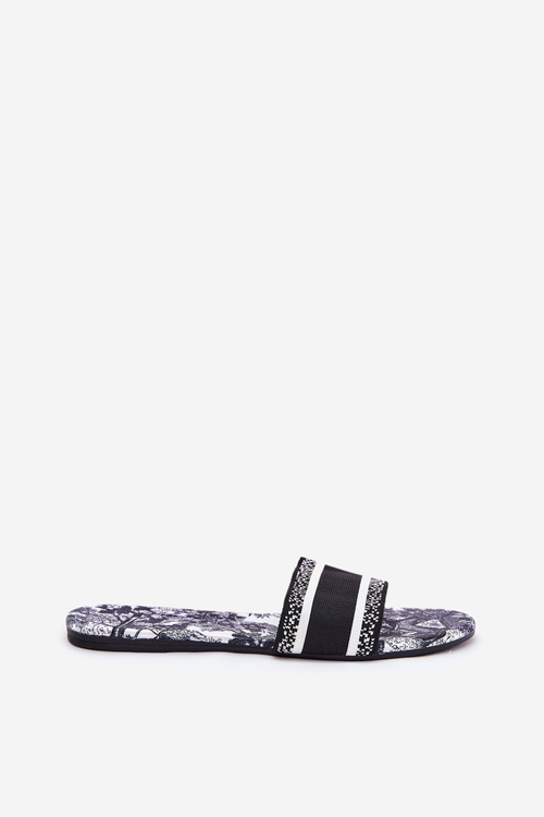 Візерункові Плоскі Жіночі Сандалі Чорні Leysi