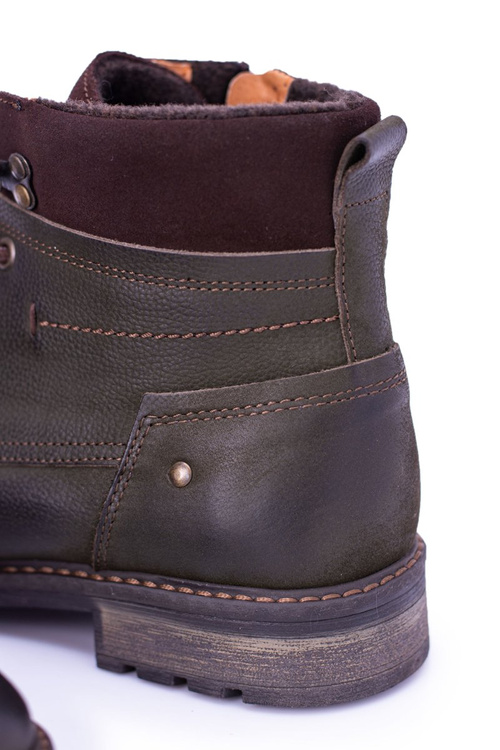 Оливкові шкіряні утеплені чоловічі черевики Neex Kobe