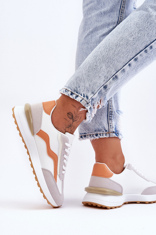 Жіночі шкіряні кросівки Somerio біло-помаранчеві