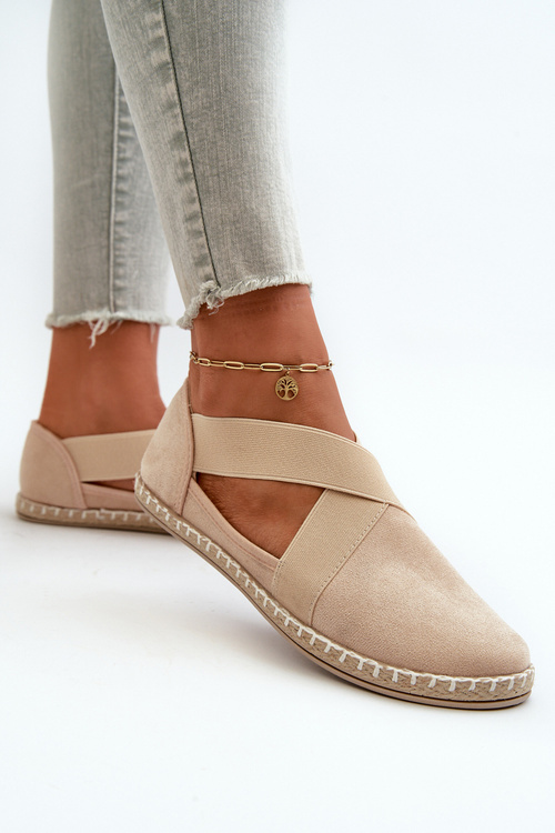 Жіночі еспадрільї на еластичних лямках зі штучної замші бежеві Федрана