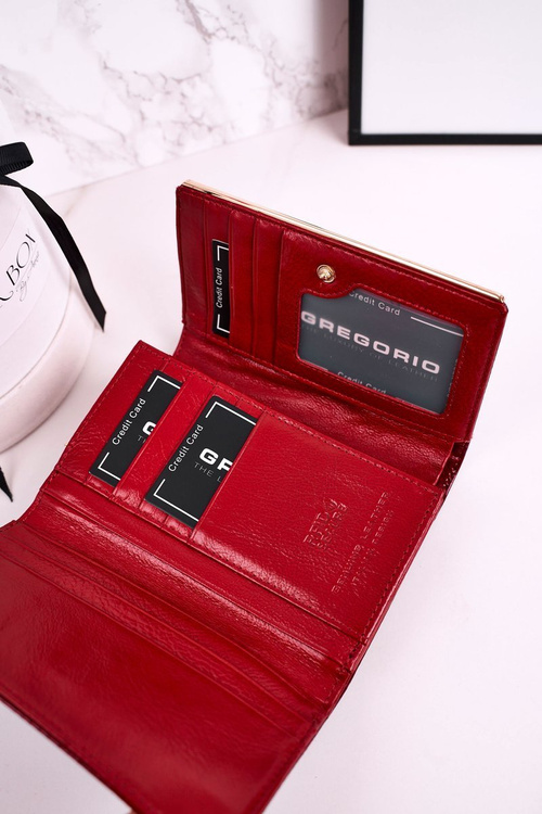 Великий шкіряний жіночий гаманець GREGORIO Shiny Red