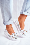 Жіночі шкіряні ажурні мокасини LR71515 Murrieta білого кольору