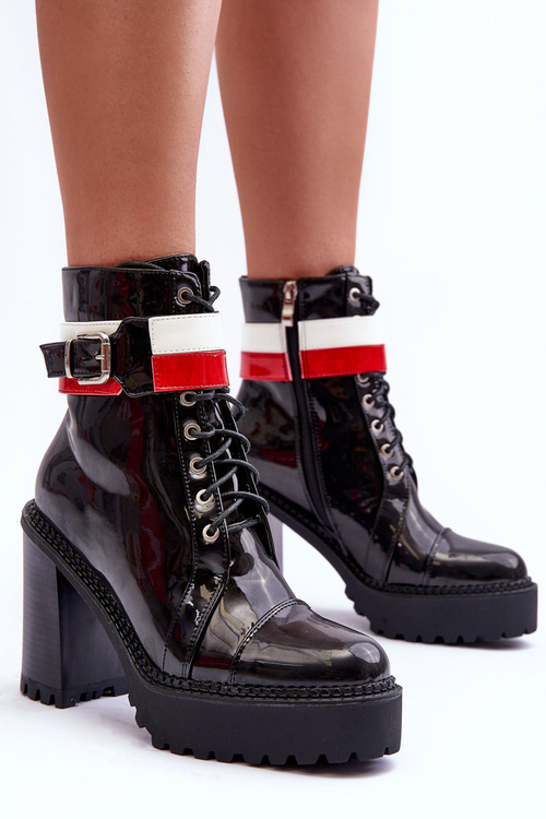 Шкіряні чоботи на підборах Чорні Adrijana