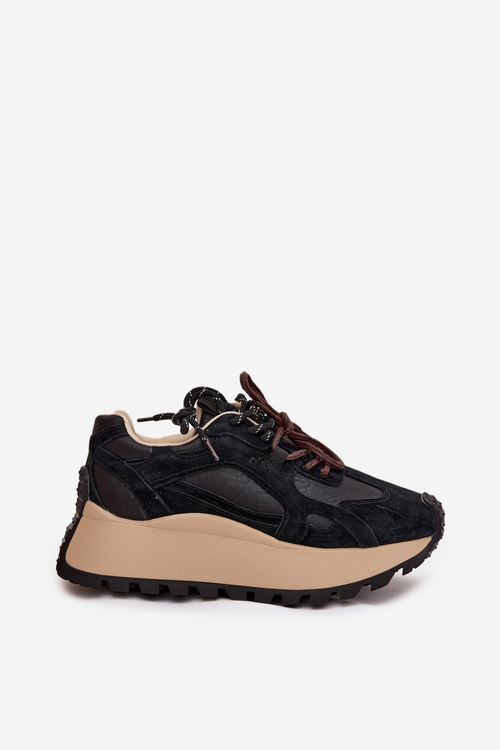 Шкіряні Кросівки На Платформі Жіночі Big Star SS274628 HI-POLY SYSTEM Чорні