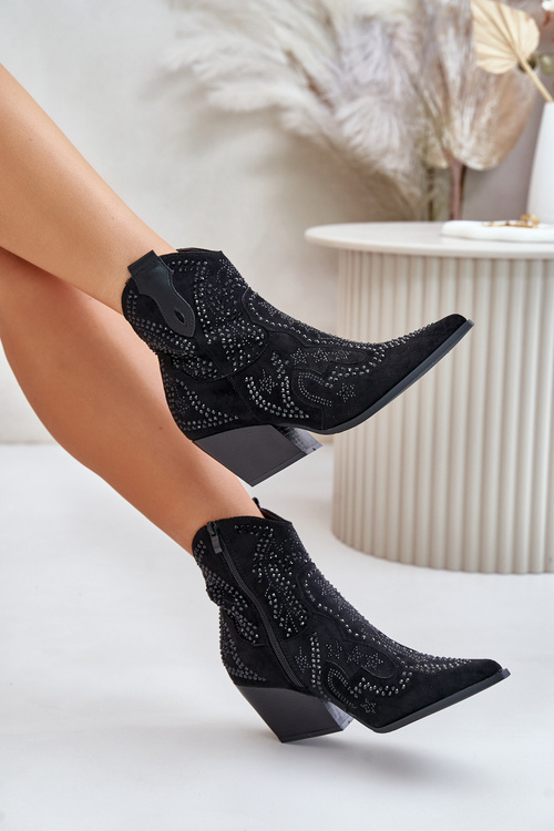 Прикрашені ковбойські ботильйони чорного кольору Kaivina