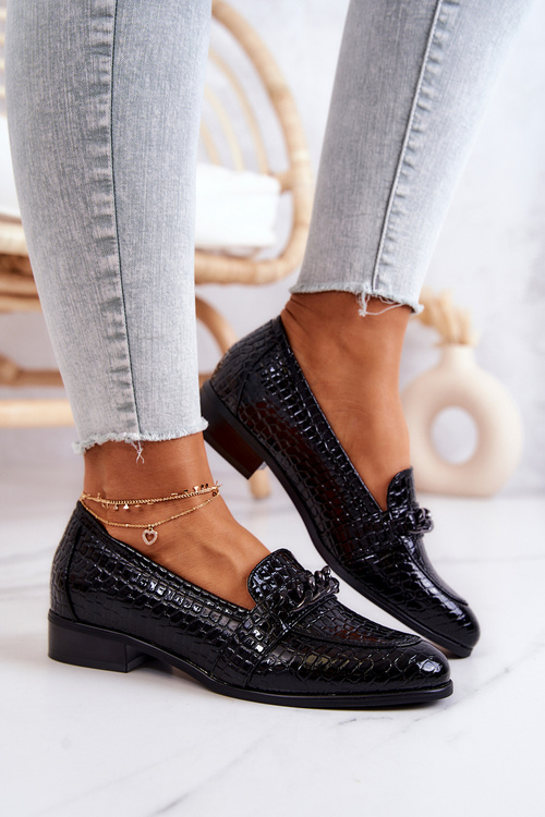 Лаковані туфлі зі змієподібним малюнком Black Yasmin