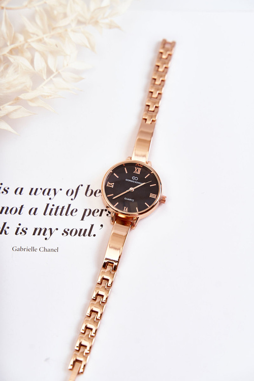 Годинник-браслет Giorgio & Dario з чорним циферблатом, рожеве золото