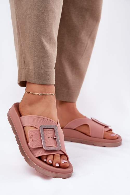 Ароматні жіночі шльопанці з декоративною пряжкою ZAXY RR285077 брудно-рожевий