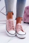 Кросівки жіночі низькі на шнурівці Veroli рожеві