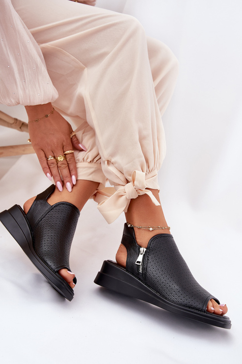 Жіночі Сандалі На Танкетці Чорні Mevinette