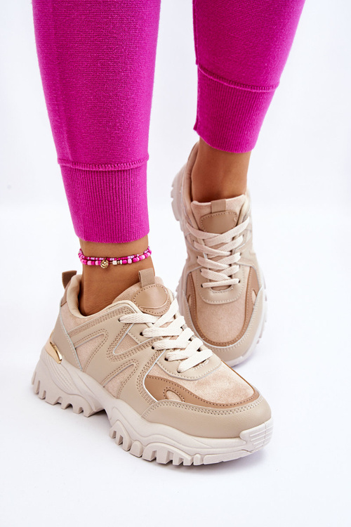 Класичні спортивні туфлі на платформі бежеві Bowie