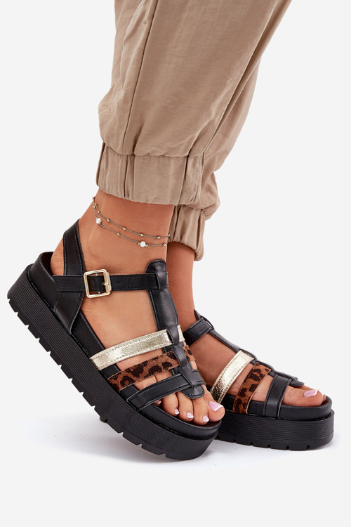 Жіночі Сандалі З Ремінцями На Платформі Чорні Gallari