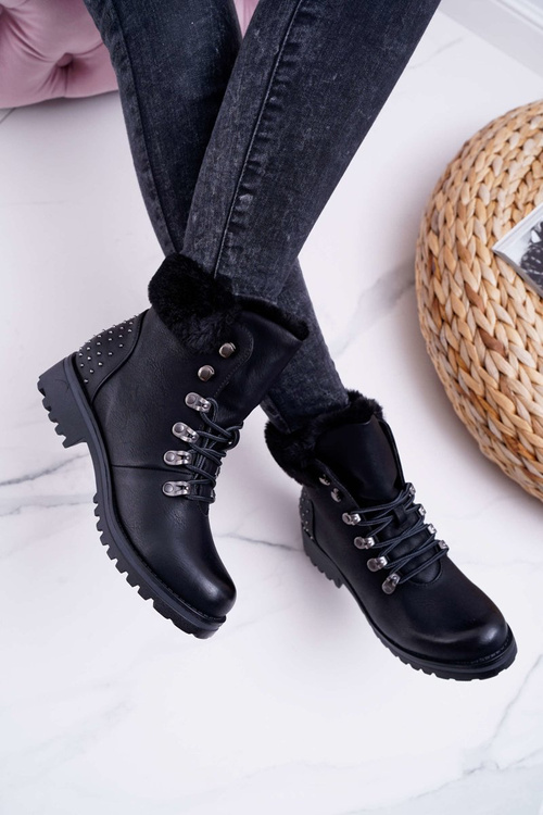 Чоботи жіночі Trappers зі штучного хутра чорні Ергост