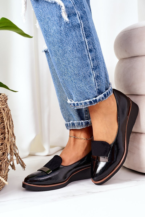 Лаковані туфлі на танкетці POTOCKI 12032 Чорні