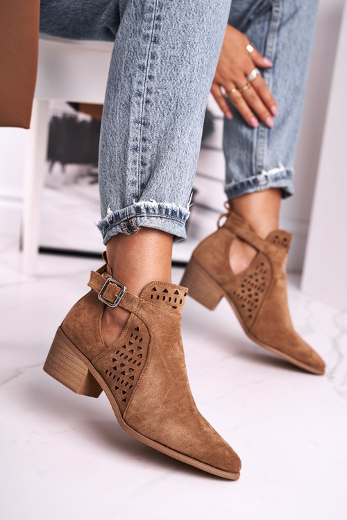 Замшеві чоботи на блочному каблуці Camel Esen