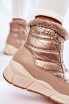 Жіночі зимові черевики на блискавці золотисто-бежеві Senia