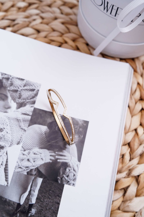 Жіночий сталевий браслет з цирконами Gold Grenn