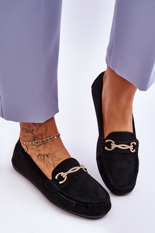 Класичні замшеві лофери з прикрасами Black Amera