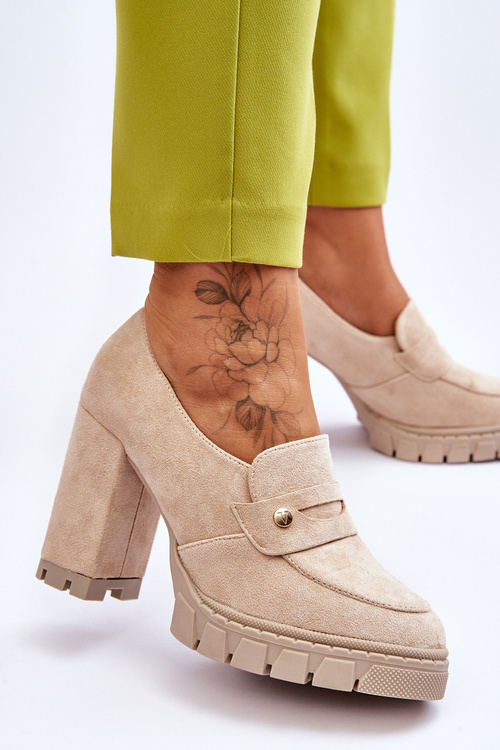 Елегантні замшеві туфлі на високих підборах бежеві Mintore