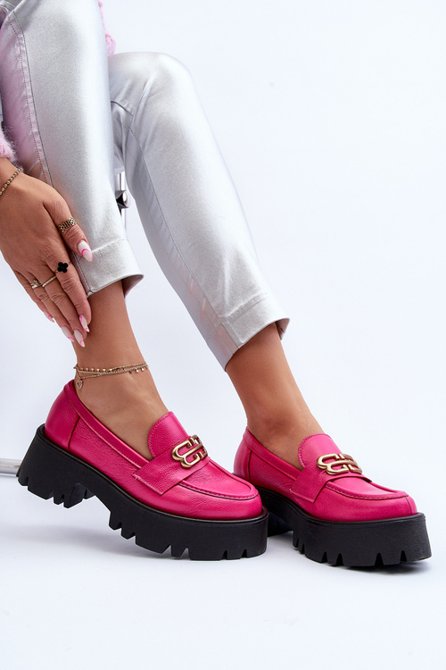 Жіночі лофери з натуральної шкіри Zazoo 20164 кольору фуксії