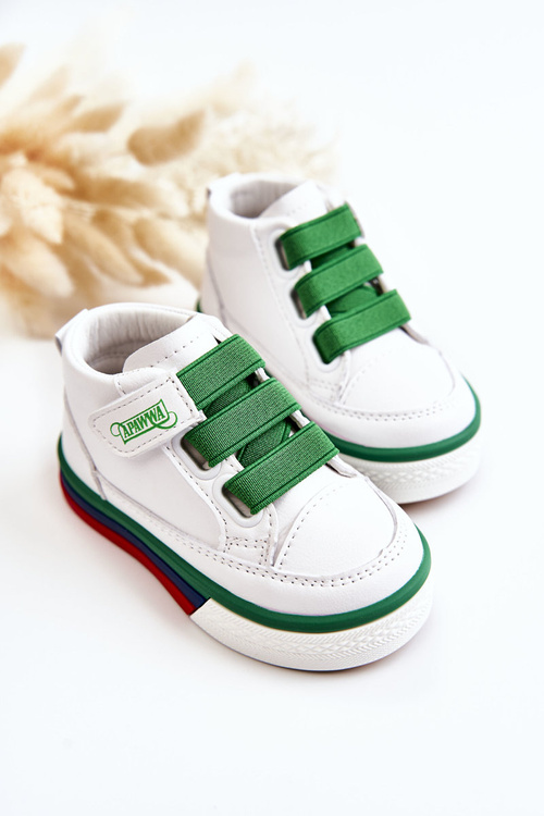 Дитячі високі кросівки з ребрами білого та зеленого бакстеру