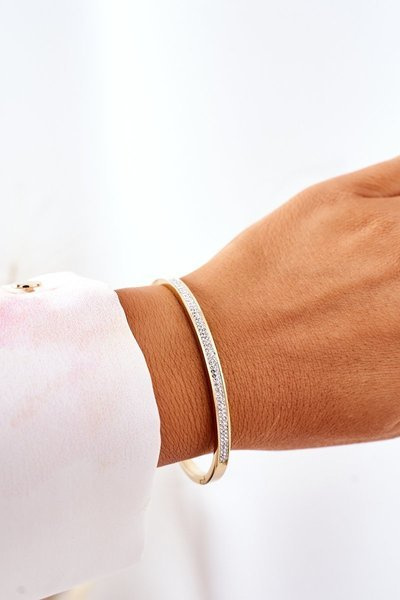 Сталевий браслет із золотом із кубічного цирконію